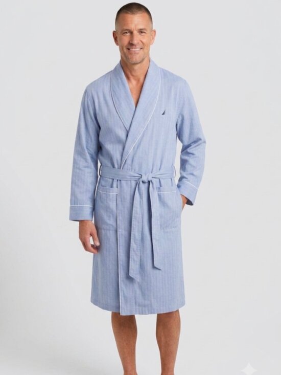 Nautica Other - Nautica Men's Bath Robe 100% Cotton Blue Chambray Sz S/M